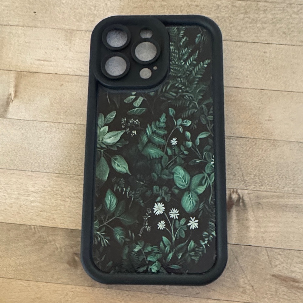 Botanical Black and Green Phone Case . Made for iPhone 15 Pro Max